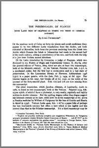 The Pseudo-Galen, De Plantis (with Latin text of chapters on stones and those of chemical interest)